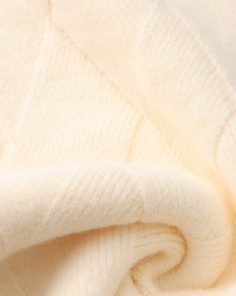 Men's Diamond Knit Crew Neck Jumper with Ribbed Trims