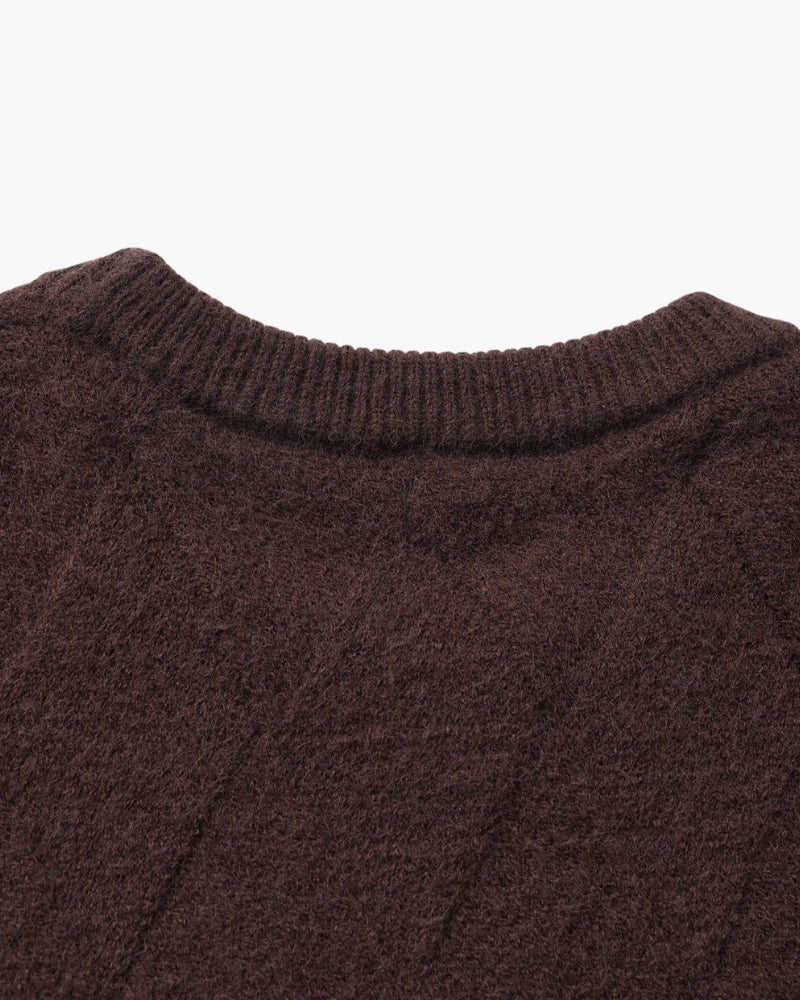 Men's Diamond Knit Crew Neck Jumper with Ribbed Trims