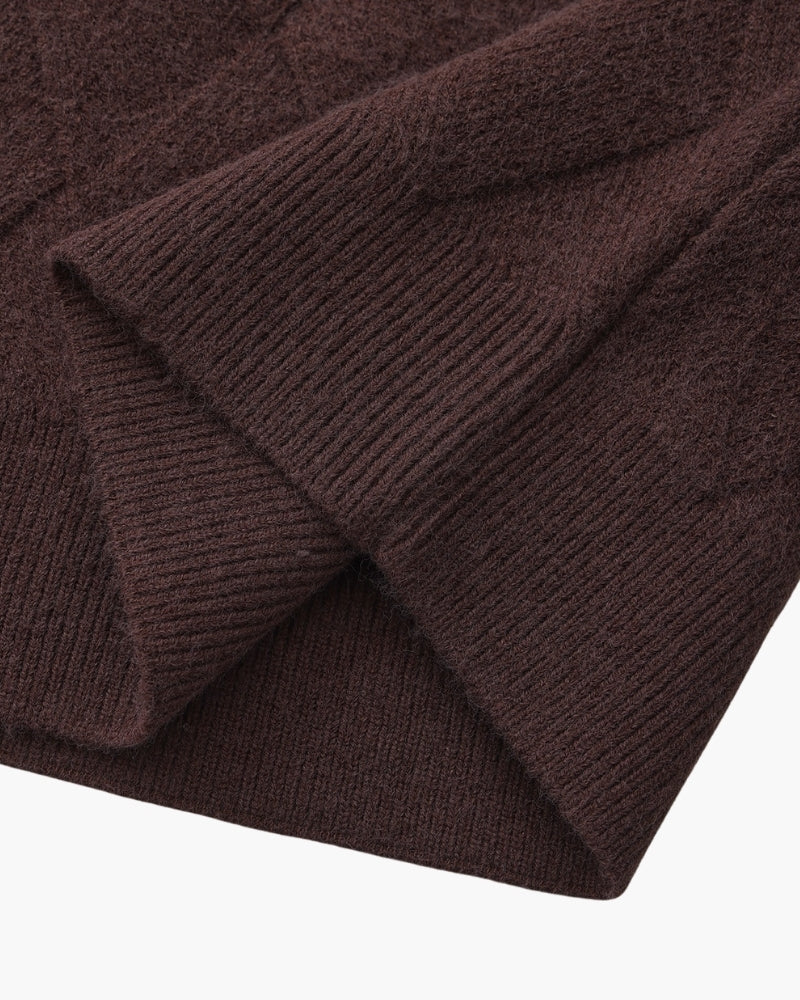 Men's Diamond Knit Crew Neck Jumper with Ribbed Trims