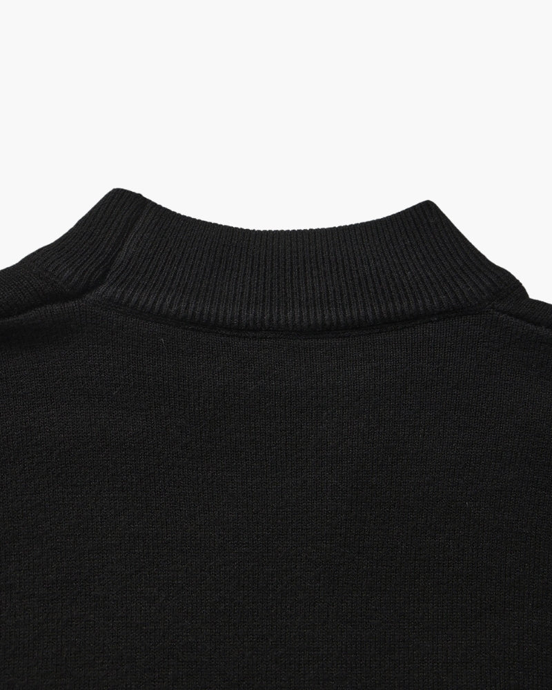 Men's Fine Rib Mock Neck Jumper with Slim Fit and Long Sleeves