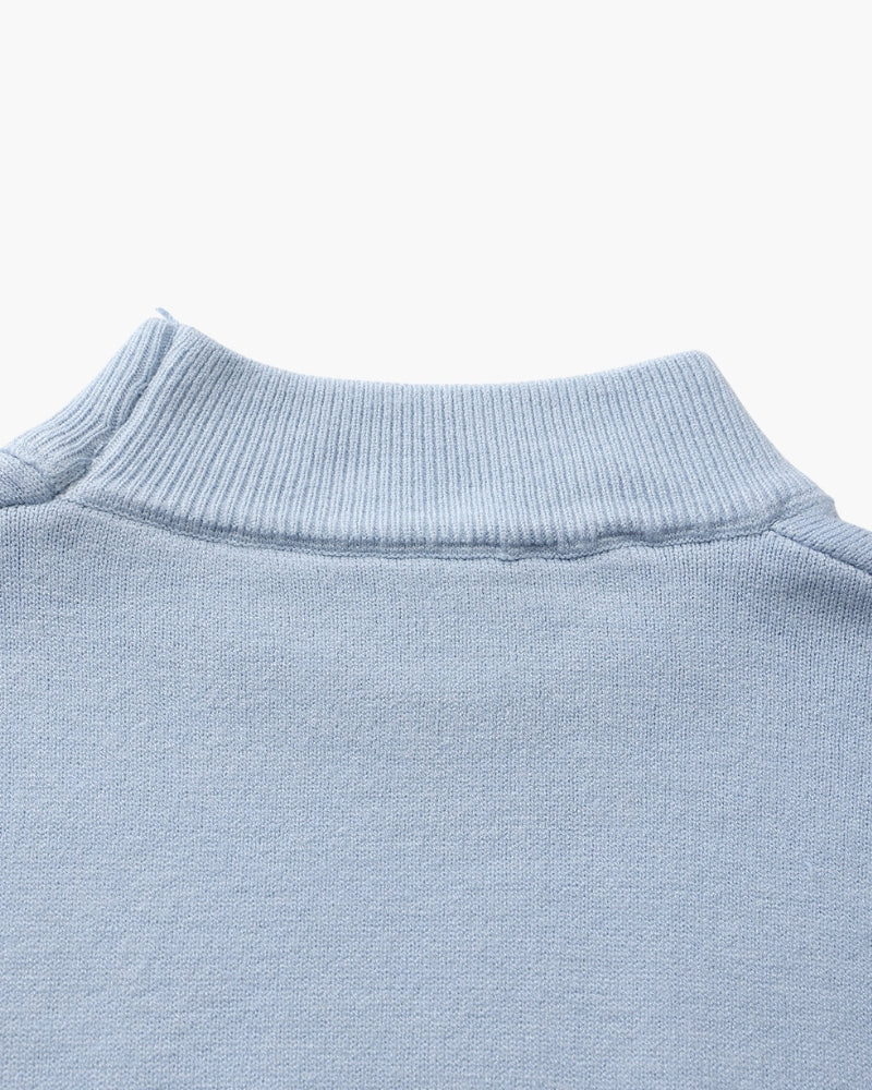 Men's Fine Rib Mock Neck Jumper with Slim Fit and Long Sleeves