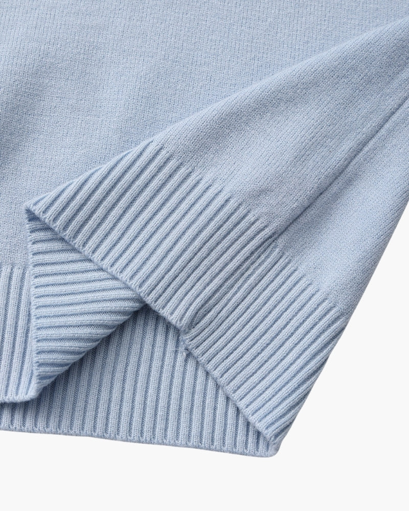 Men's Fine Rib Mock Neck Jumper with Slim Fit and Long Sleeves
