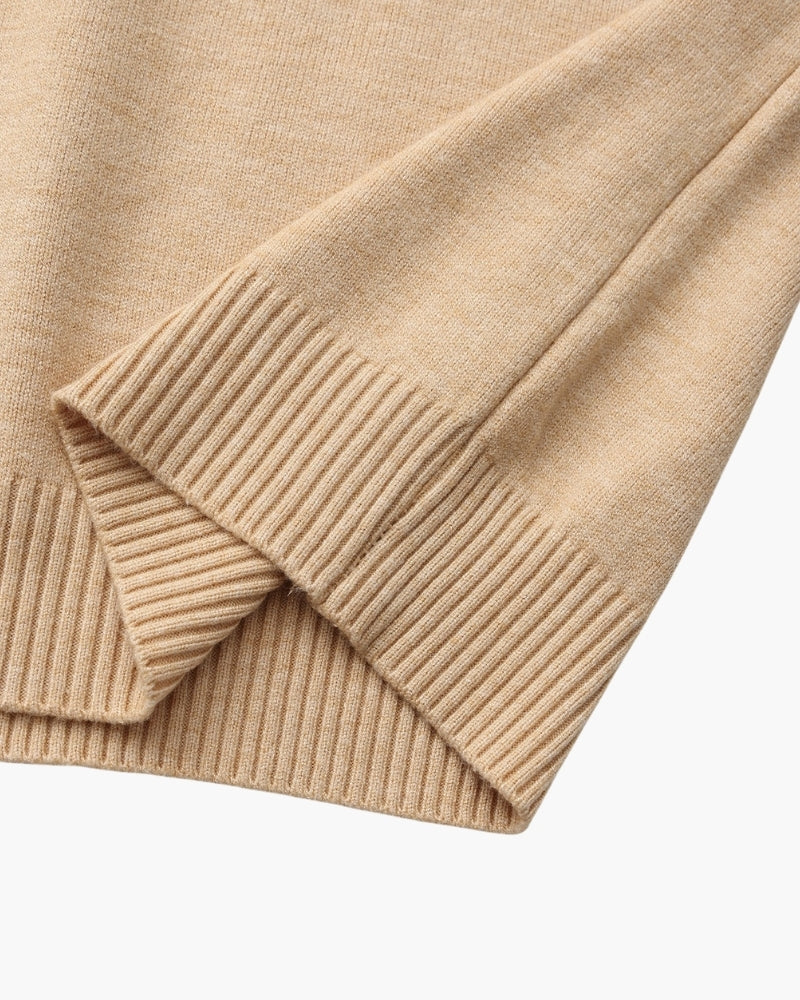 Men's Fine Rib Mock Neck Jumper with Slim Fit and Long Sleeves