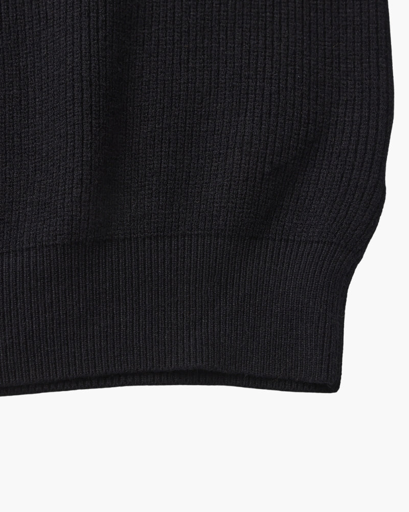 Men's Half-Zip Knit Pullover with Stand Collar and Ribbed Hem