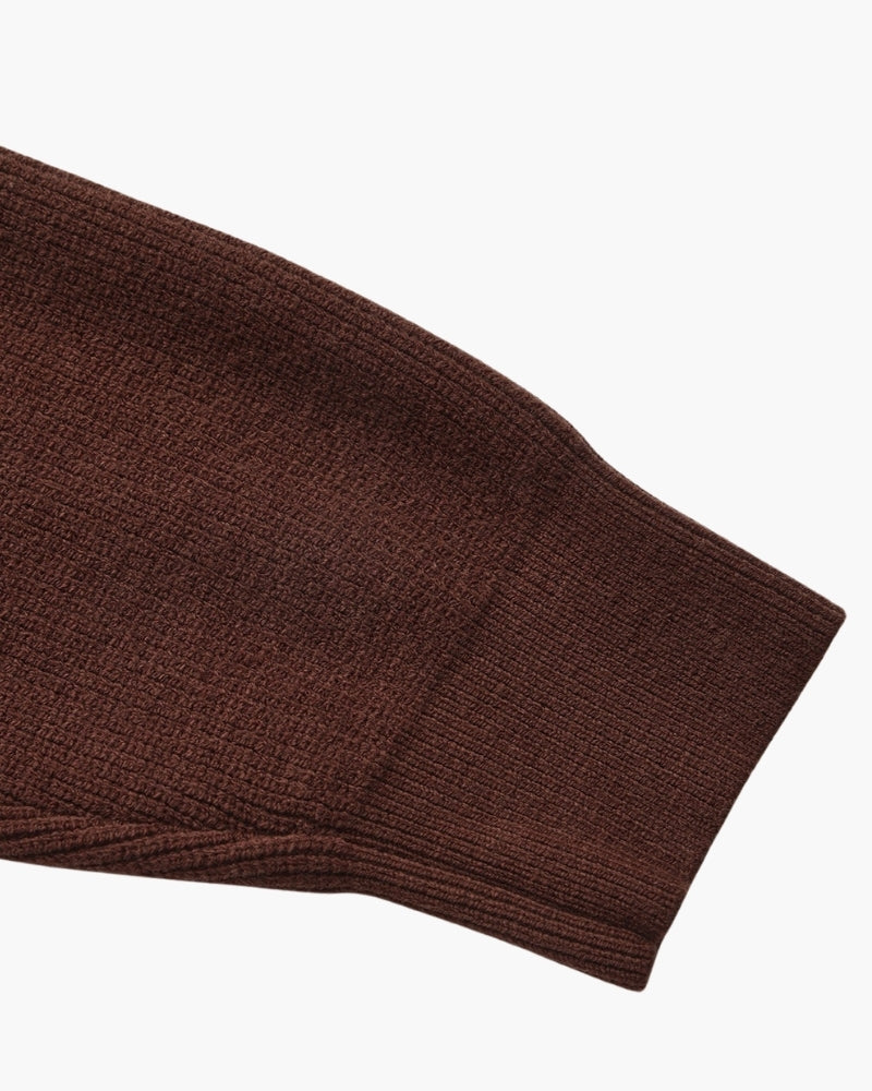 Men's Half-Zip Knit Pullover with Stand Collar and Ribbed Hem