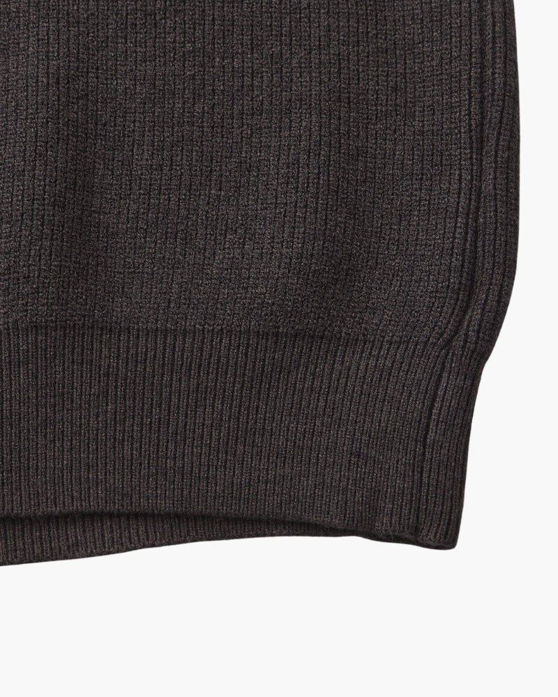 Men's Half-Zip Knit Pullover with Stand Collar and Ribbed Hem