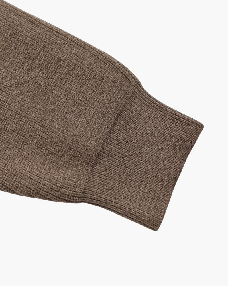 Men's Half-Zip Knit Pullover with Stand Collar and Ribbed Hem
