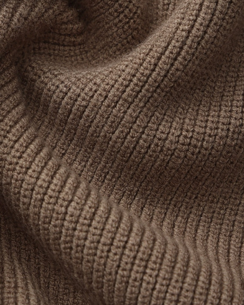 Men's Half-Zip Knit Pullover with Stand Collar and Ribbed Hem