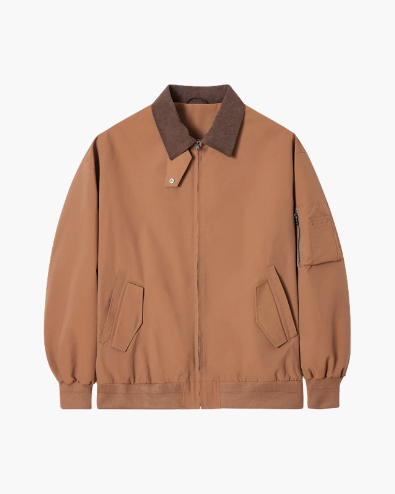 Men's Harrington Jacket with Contrast Corduroy Collar