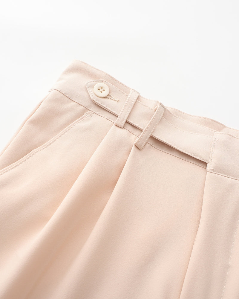 Men's High Waist Pleated Trousers with Tapered Leg