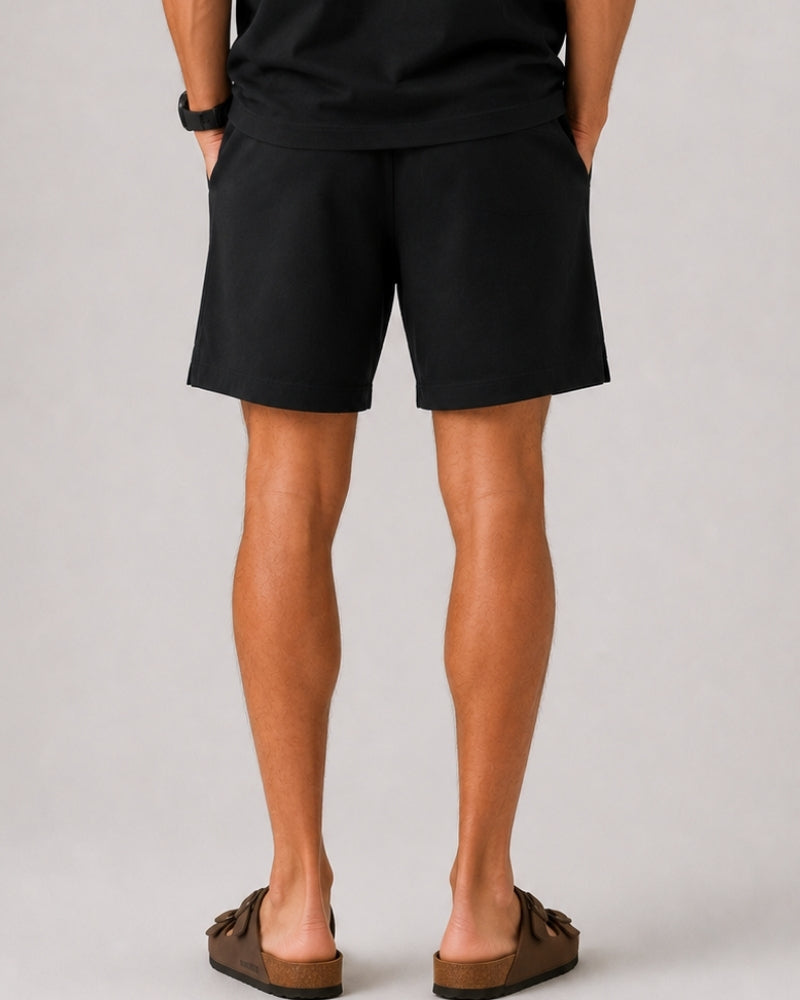 Men's Lightweight Court Shorts with Elastic Waist and Side Pockets