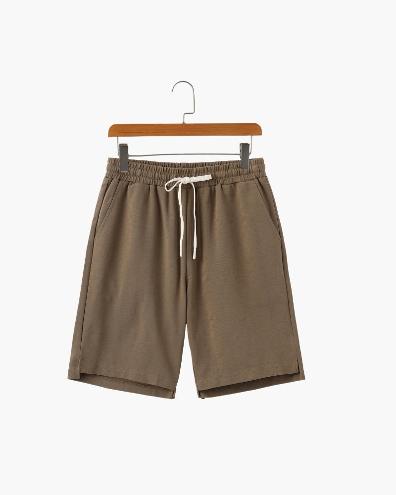 Men's Lightweight Court Shorts with Elastic Waist and Side Pockets - Green