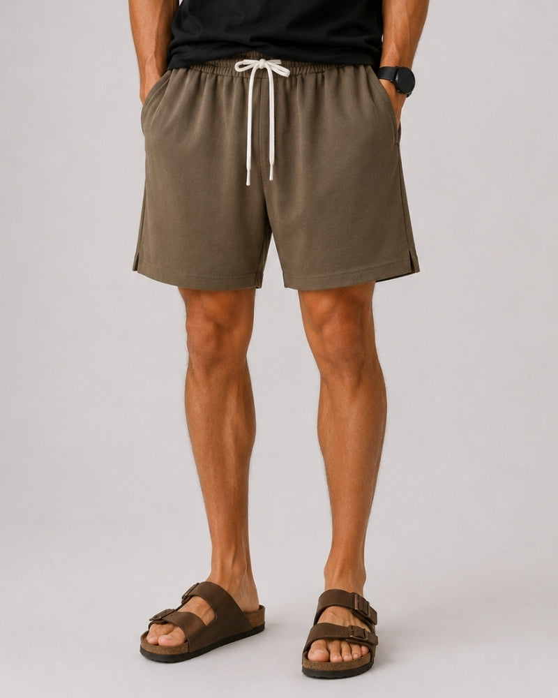 Men's Lightweight Court Shorts with Elastic Waist and Side Pockets