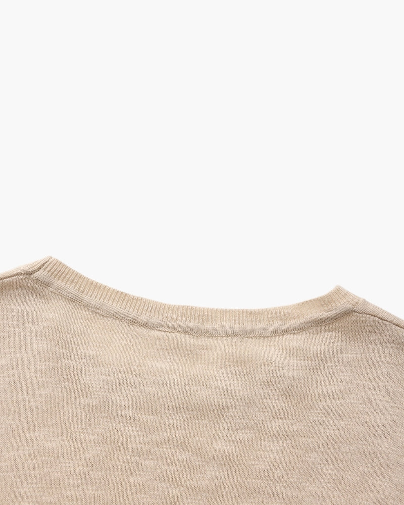 Men's Linen Cotton Long Sleeve Crew Neck Top with Relaxed Fit