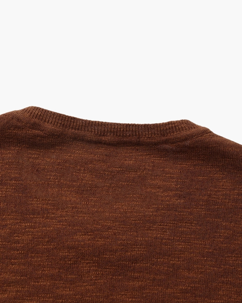 Men's Linen Cotton Long Sleeve Crew Neck Top with Relaxed Fit