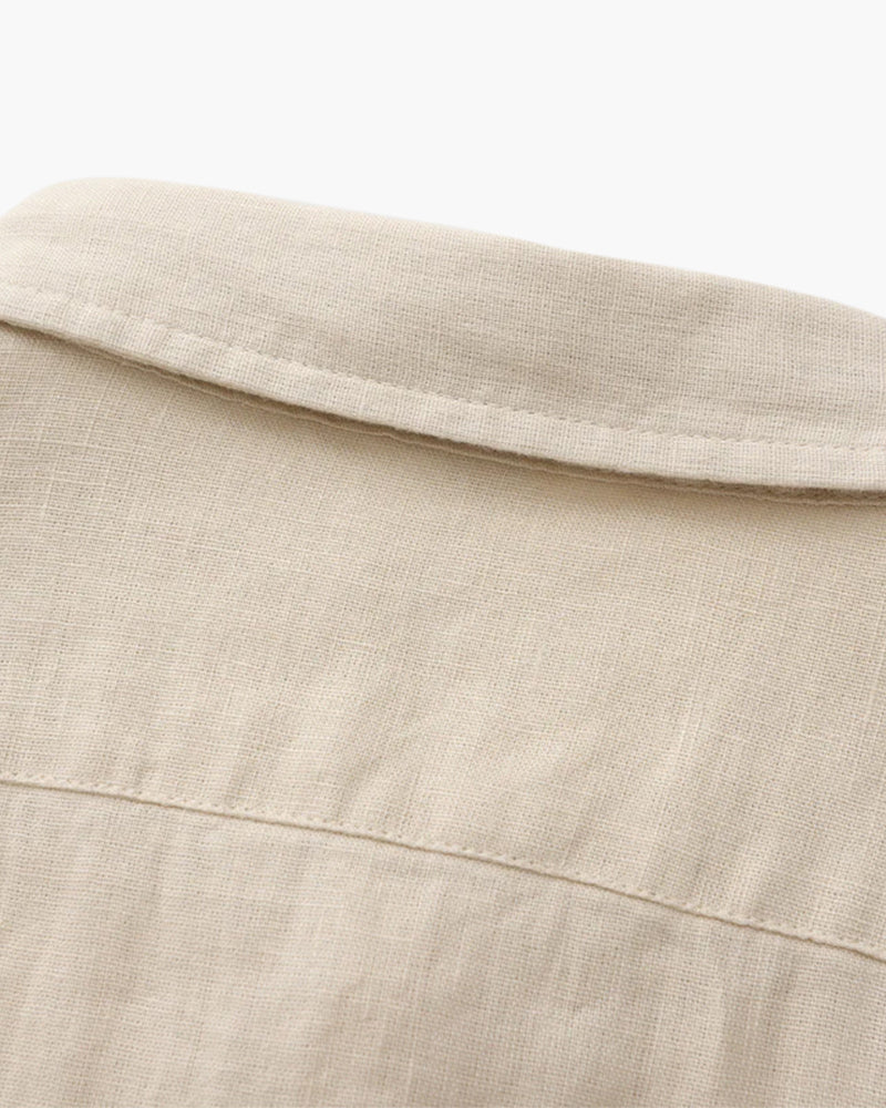 Men's Linen Long Sleeve Shirt with Chest Pocket