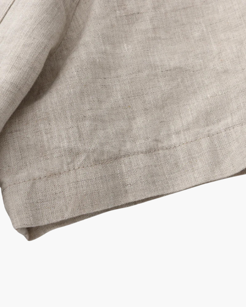 Men's Linen Short Sleeve Shirt with Camp Collar