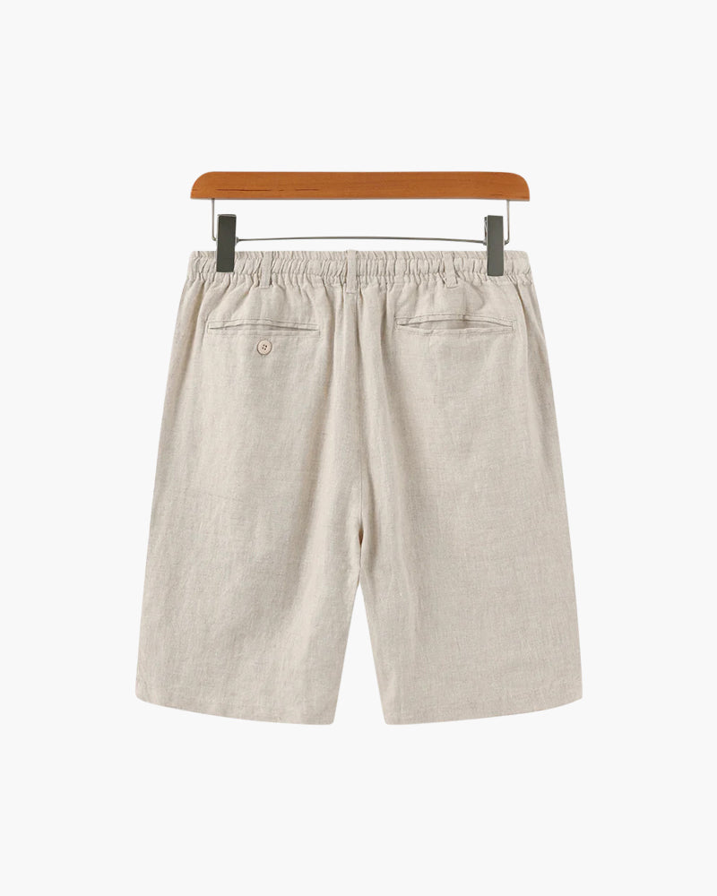 Men's Linen Shorts with Drawstring Waist and Side Pockets