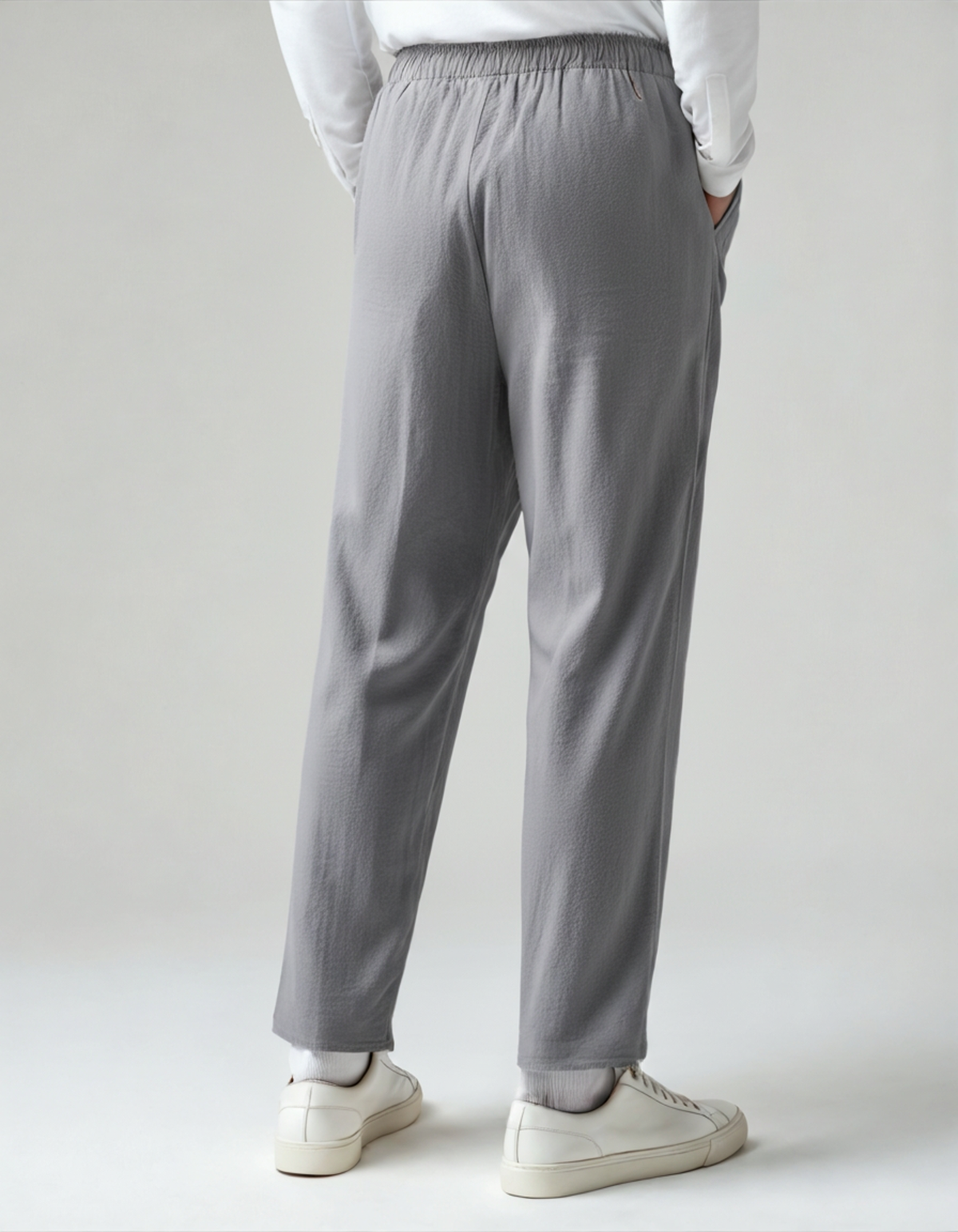 Men's Relaxed Linen Trousers with Drawstring Waist and Straight Leg