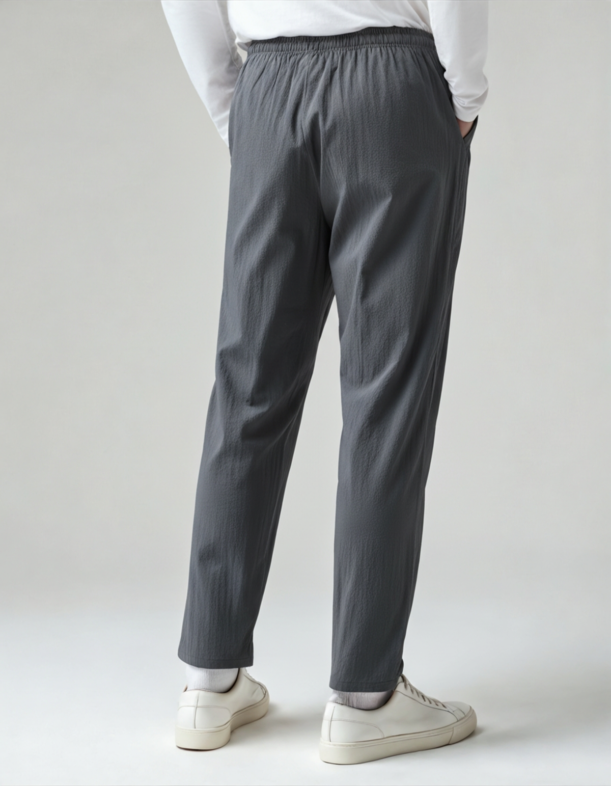 Men's Relaxed Linen Trousers with Drawstring Waist and Straight Leg