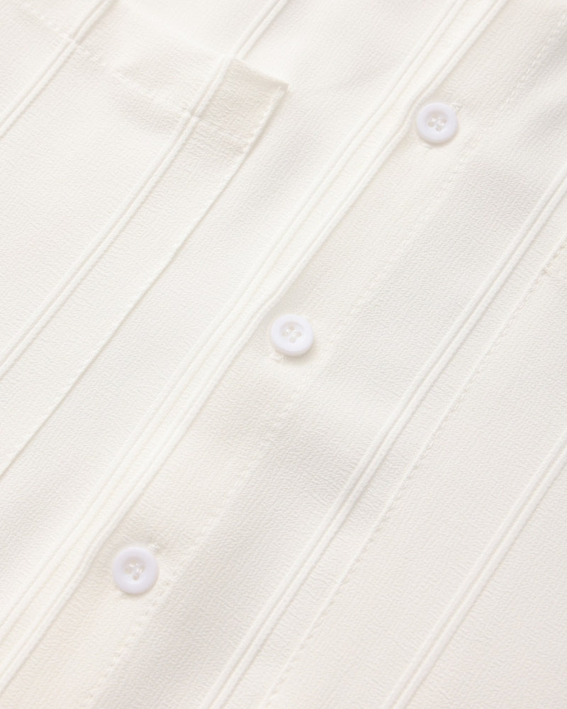 Men's Ribbed Long Sleeve Shirt with Chest Pockets and Button Front