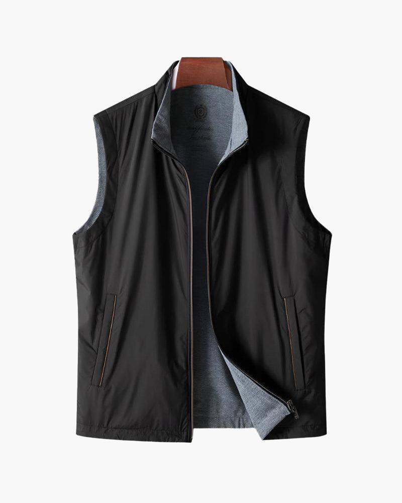 Men's Slim Fit Zip Bodywarmer with Soft Fleece Lining - Black