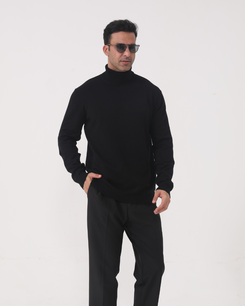 Men's Slim Roll Neck Jumper in a Fine Smooth Knit