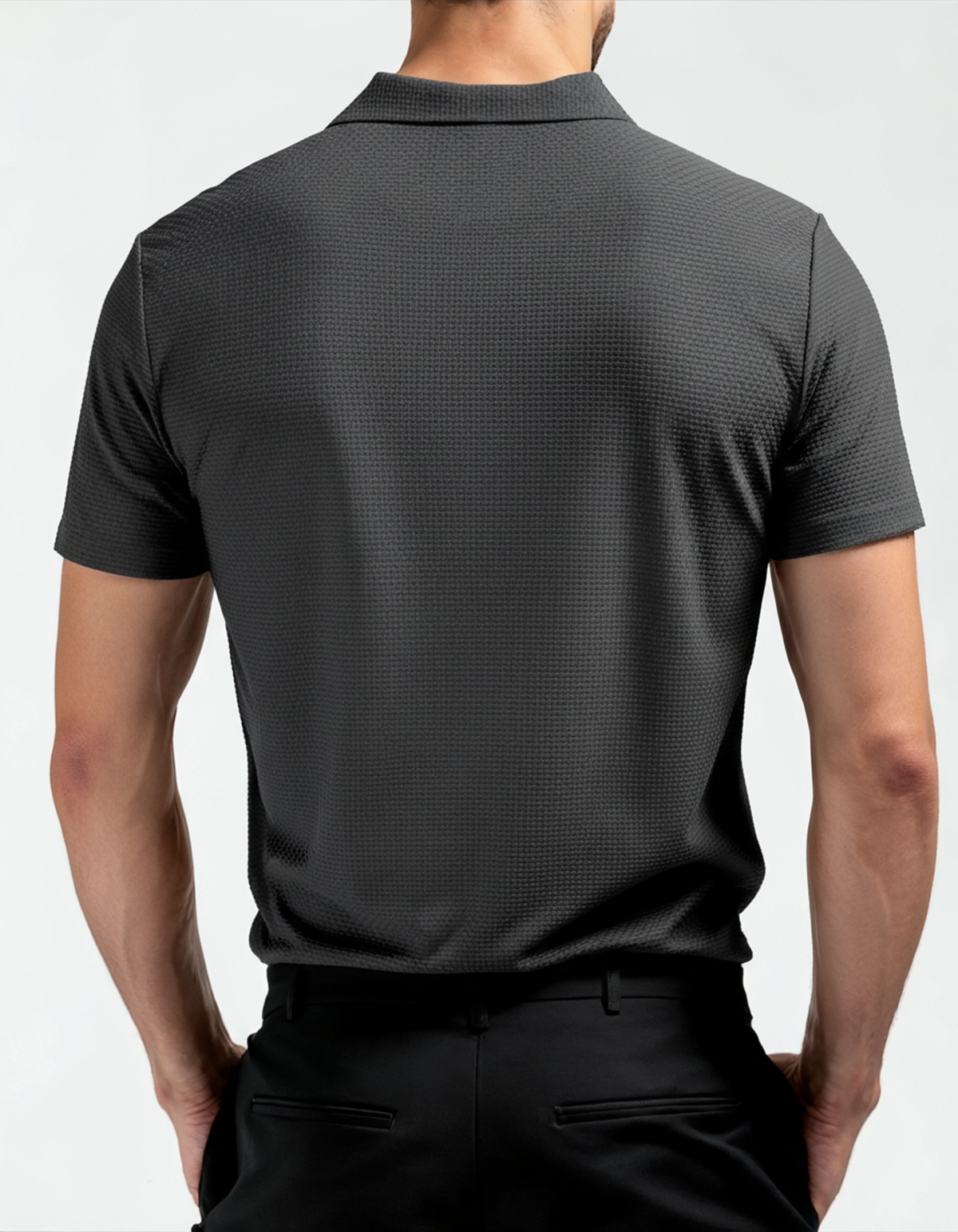 Men's Smooth Short Sleeve Polo with Two-Button Placket