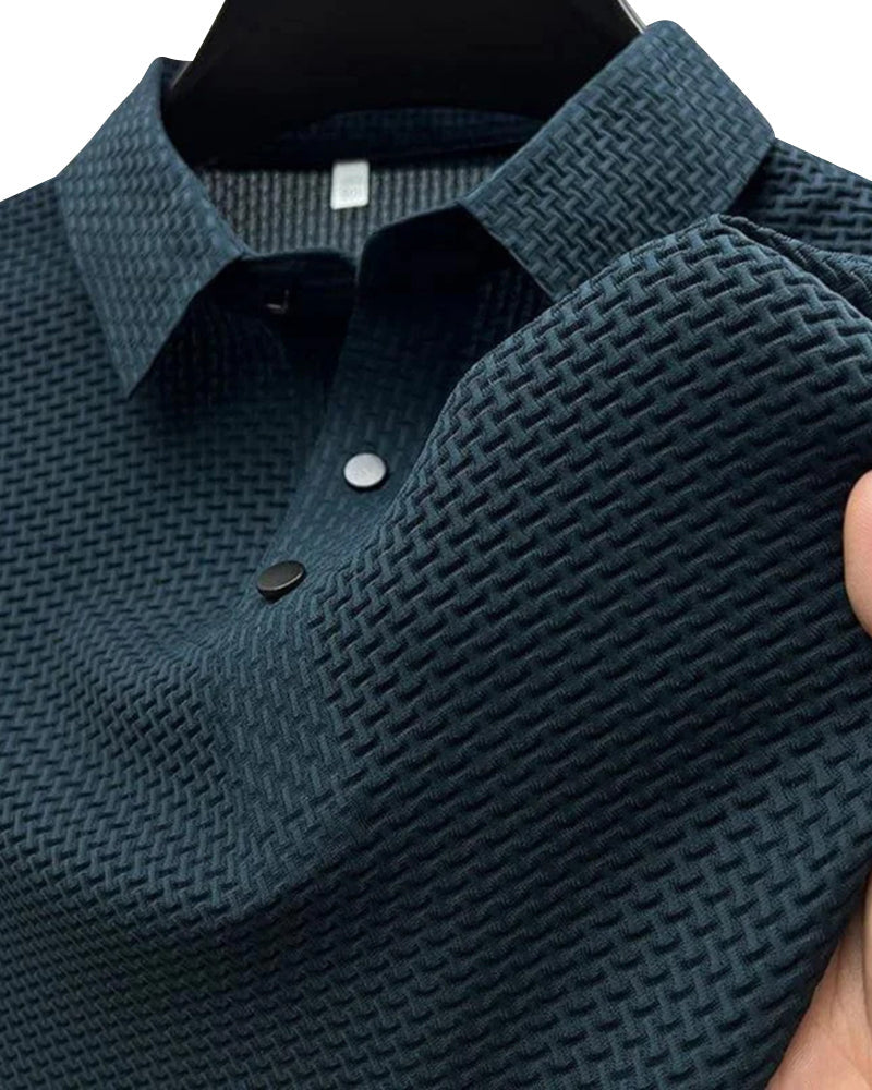Men's Smooth Short Sleeve Polo with Two-Button Placket