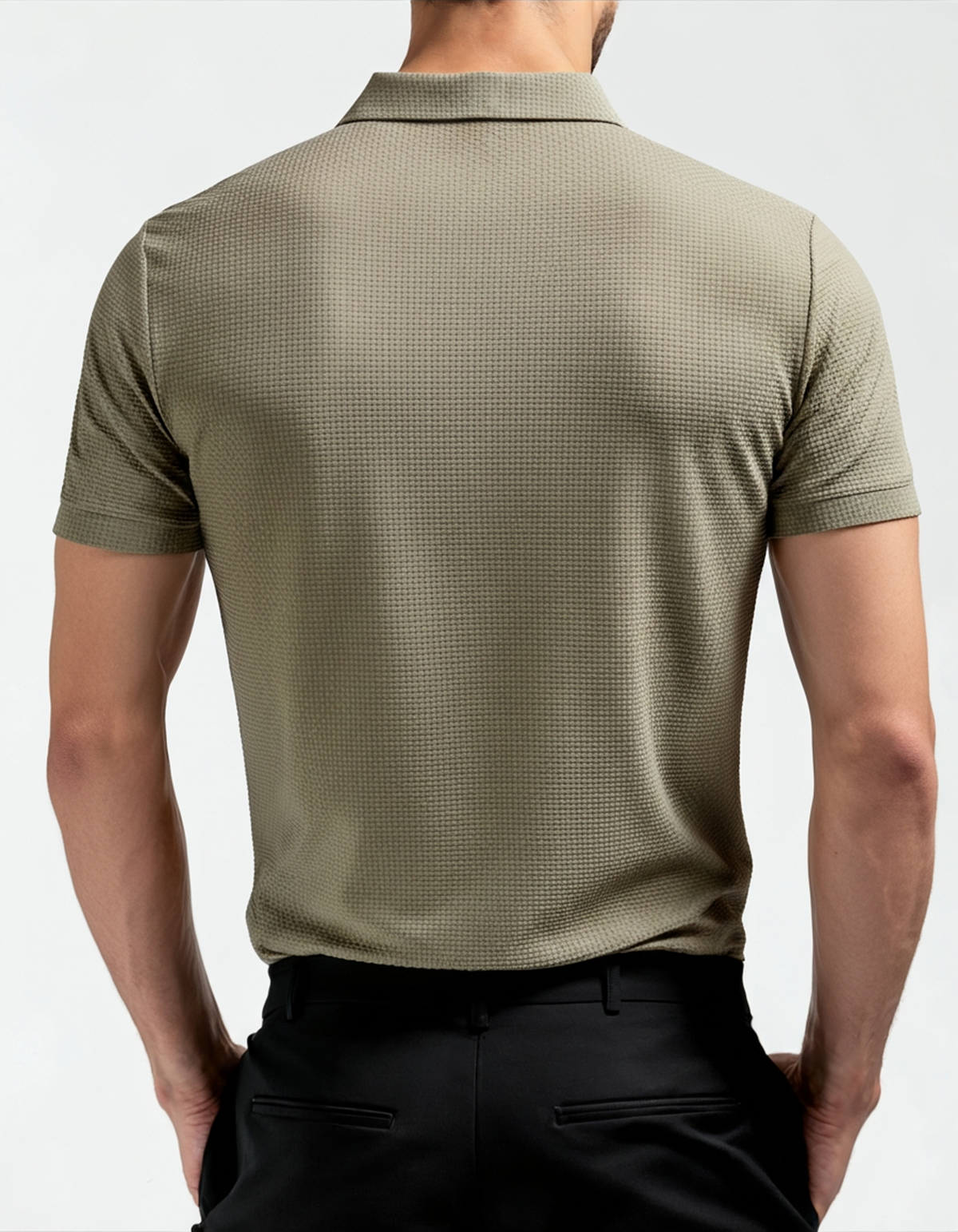 Men's Smooth Short Sleeve Polo with Two-Button Placket