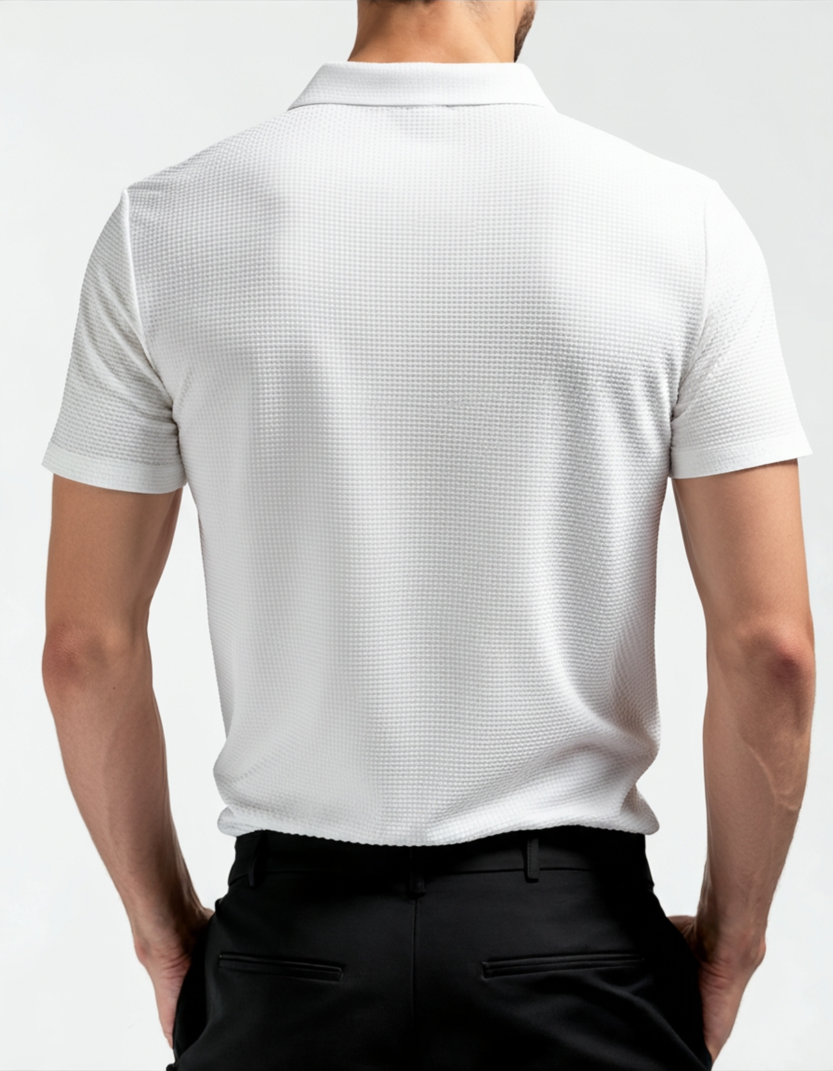 Men's Smooth Short Sleeve Polo with Two-Button Placket