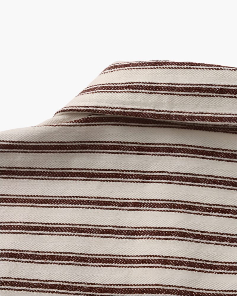 Men's Striped Long Sleeve Shirt with Spread Collar