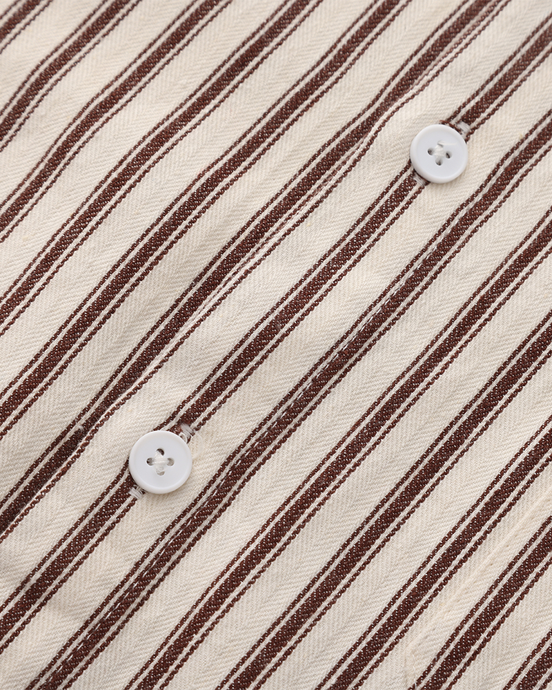 Men's Striped Long Sleeve Shirt with Spread Collar