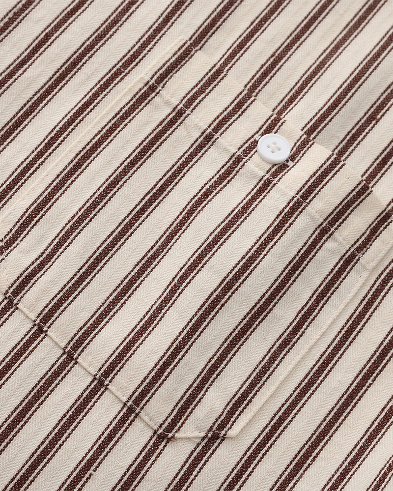 Men's Striped Long Sleeve Shirt with Spread Collar