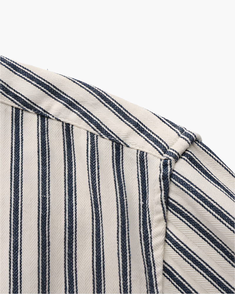 Men's Striped Long Sleeve Shirt with Spread Collar