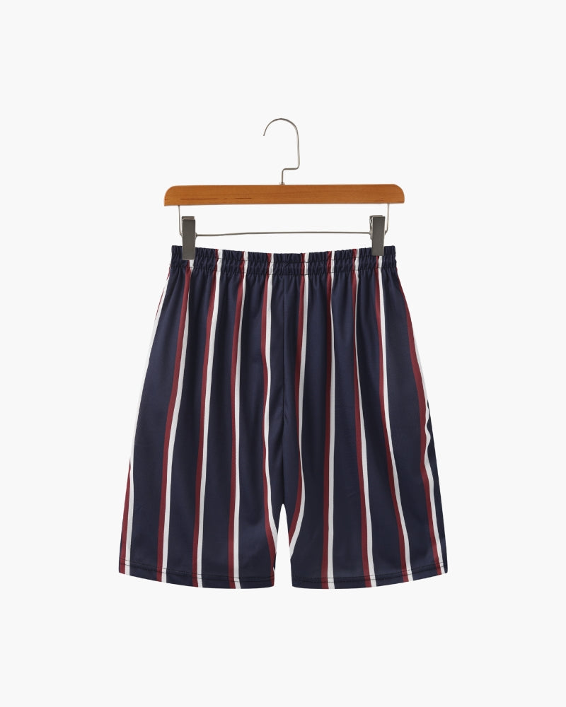 Men's Striped Swim Shorts with Drawstring Waist