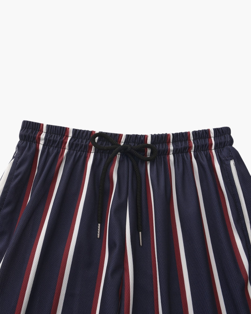 Men's Striped Swim Shorts with Drawstring Waist