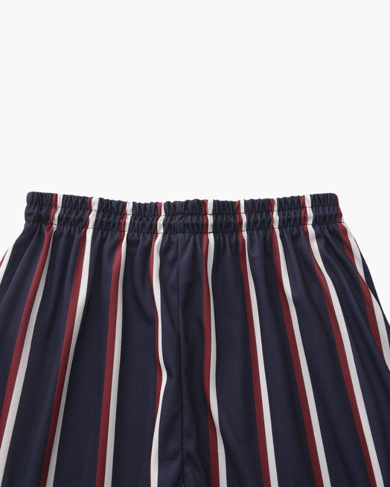 Men's Striped Swim Shorts with Drawstring Waist