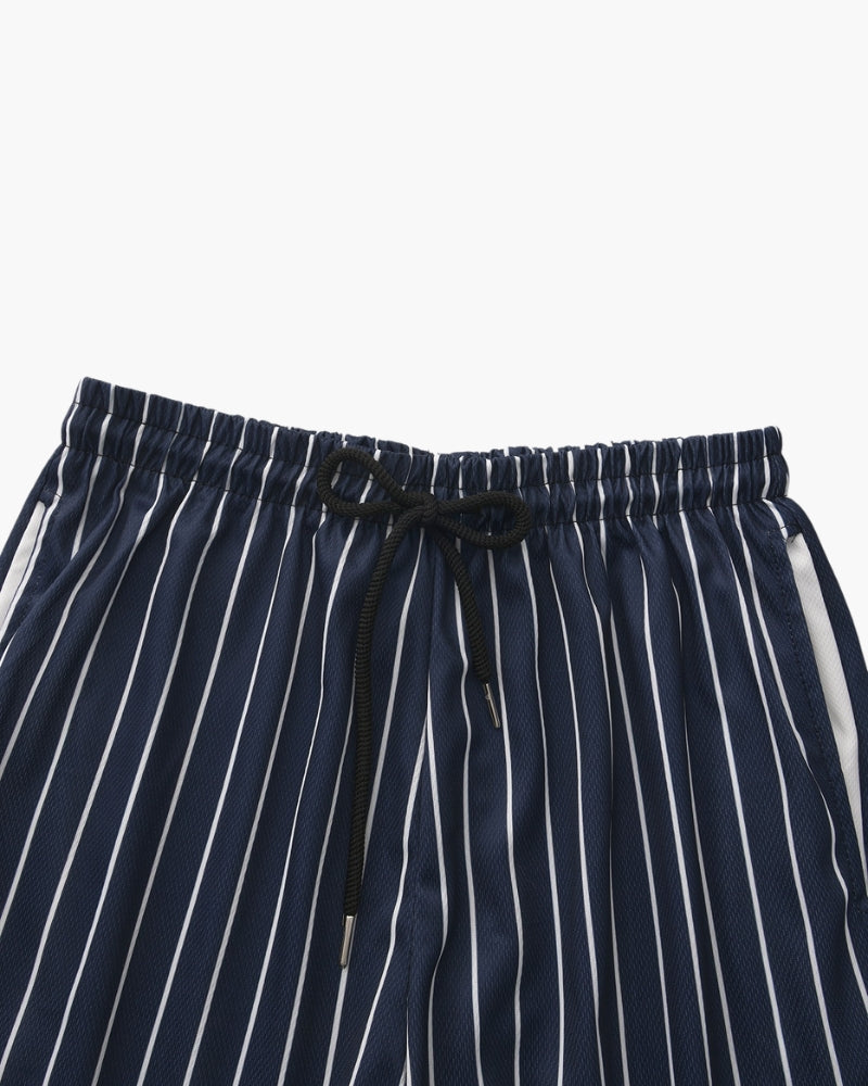 Men's Striped Swim Shorts with Drawstring Waist