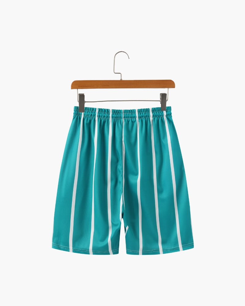 Men's Striped Swim Shorts with Drawstring Waist