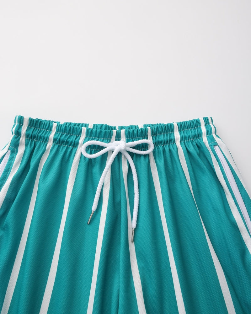 Men's Striped Swim Shorts with Drawstring Waist
