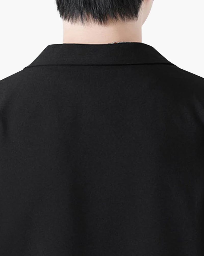 Men's Two-Piece Set with Short Sleeve Blazer and Cropped Trousers