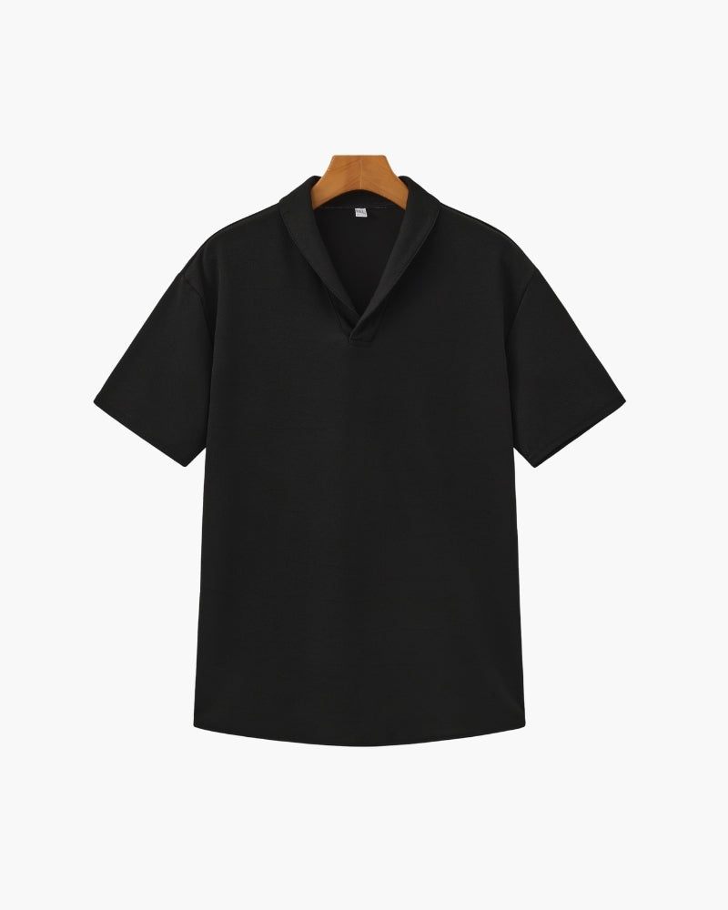 Men's Two-Piece Set with Short Sleeve Polo and Wide Leg Trousers