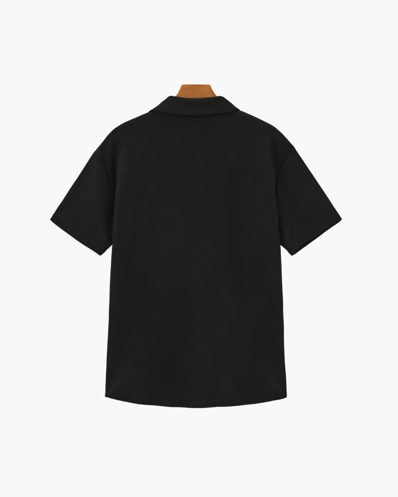 Men's Two-Piece Set with Short Sleeve Polo and Wide Leg Trousers