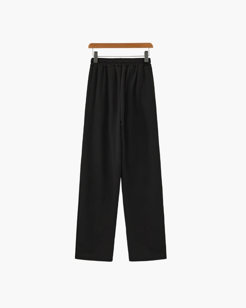 Men's Two-Piece Set with Short Sleeve Polo and Wide Leg Trousers