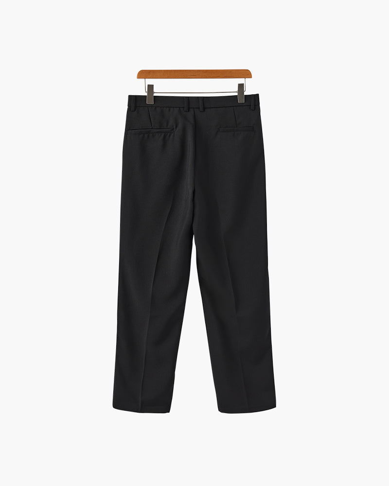 Men's Wide Leg Pleated Trousers with Elastic Waist