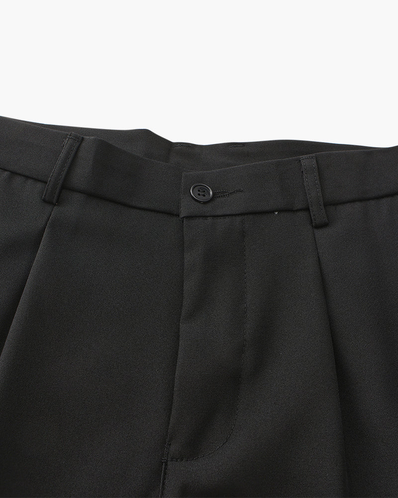 Men's Wide Leg Pleated Trousers with Elastic Waist