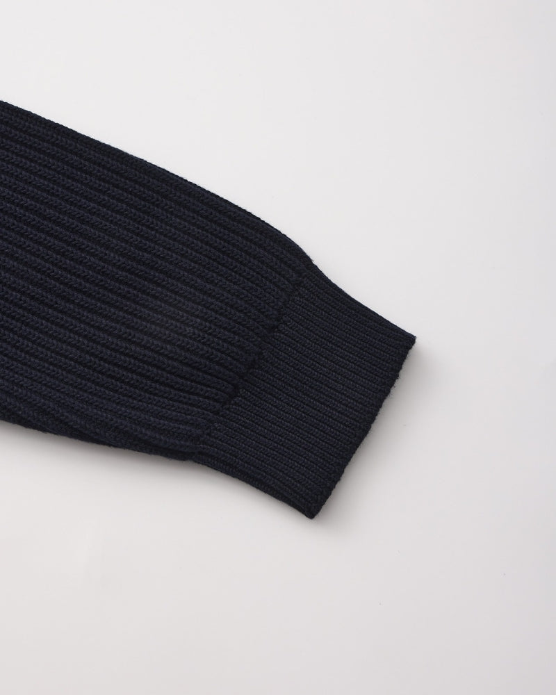 Men's Wool Blend Rib Knit Crew Neck Jumper with Ribbed Cuffs