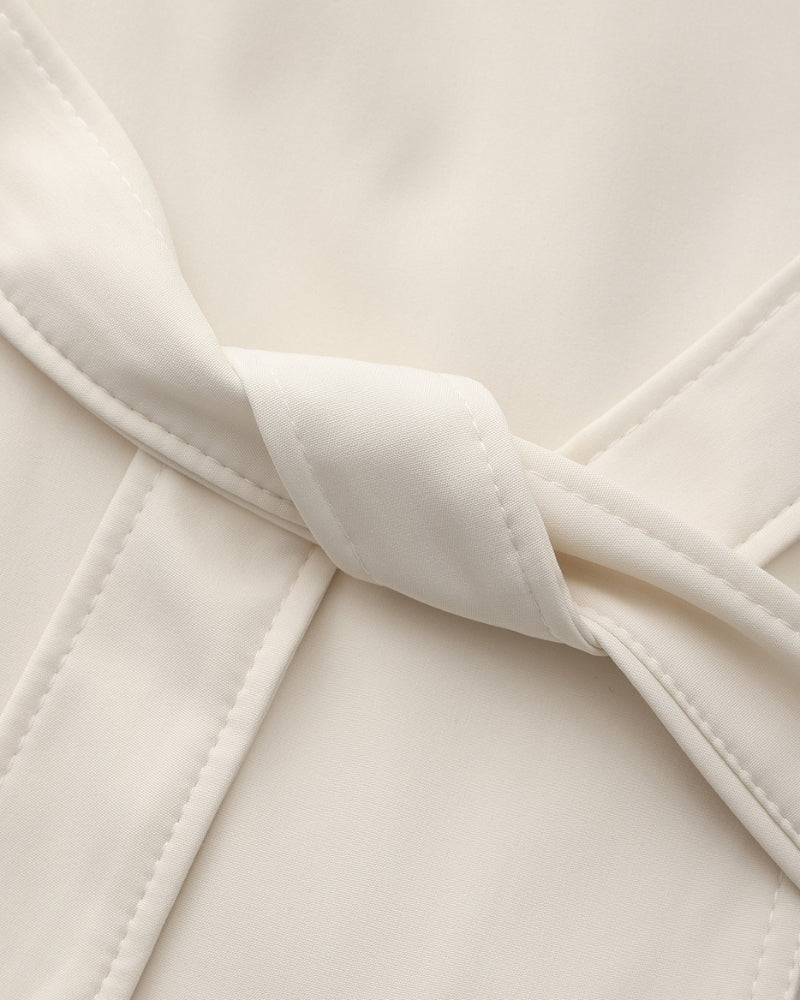 Women's Belted Trench Coat with Notch Lapel and Cuffed Sleeves
