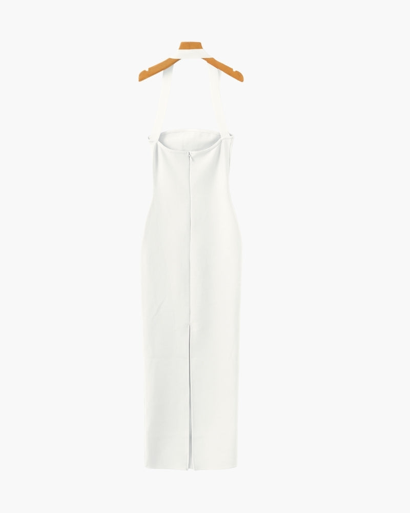 Women's Halter Neck Maxi Dress with Slim Fit and Adjustable Straps